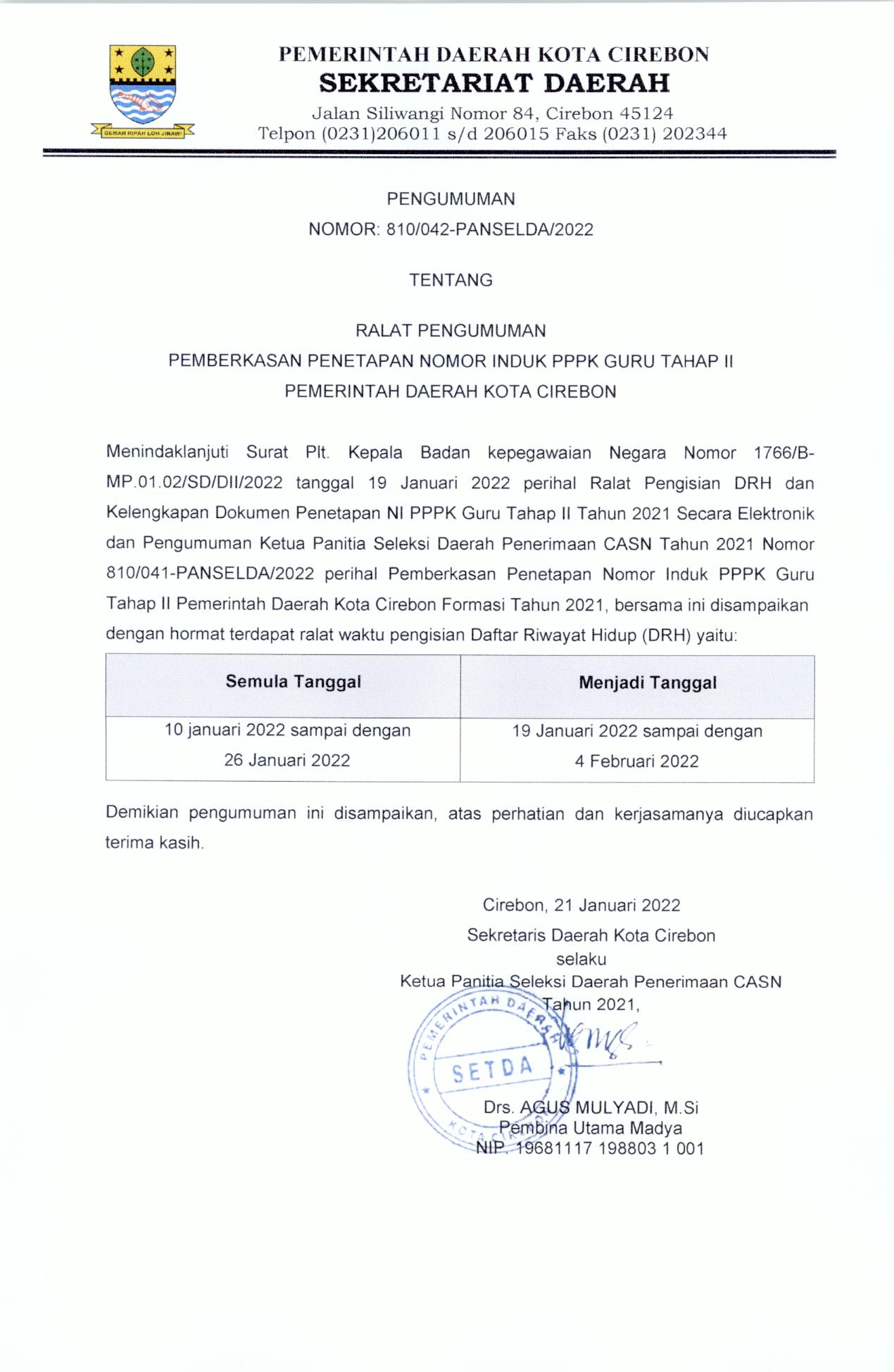 Ralat Pengumuman Pemberkasan Penetapan Nomor Induk PPPK Guru Tahap II