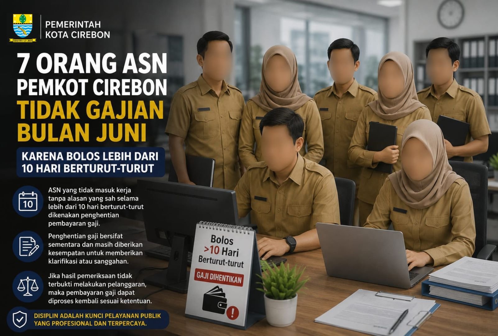 7 ASN Tidak Gajian Bulan Juni, Pemkot Cirebon Tegakkan Disiplin Aparatur