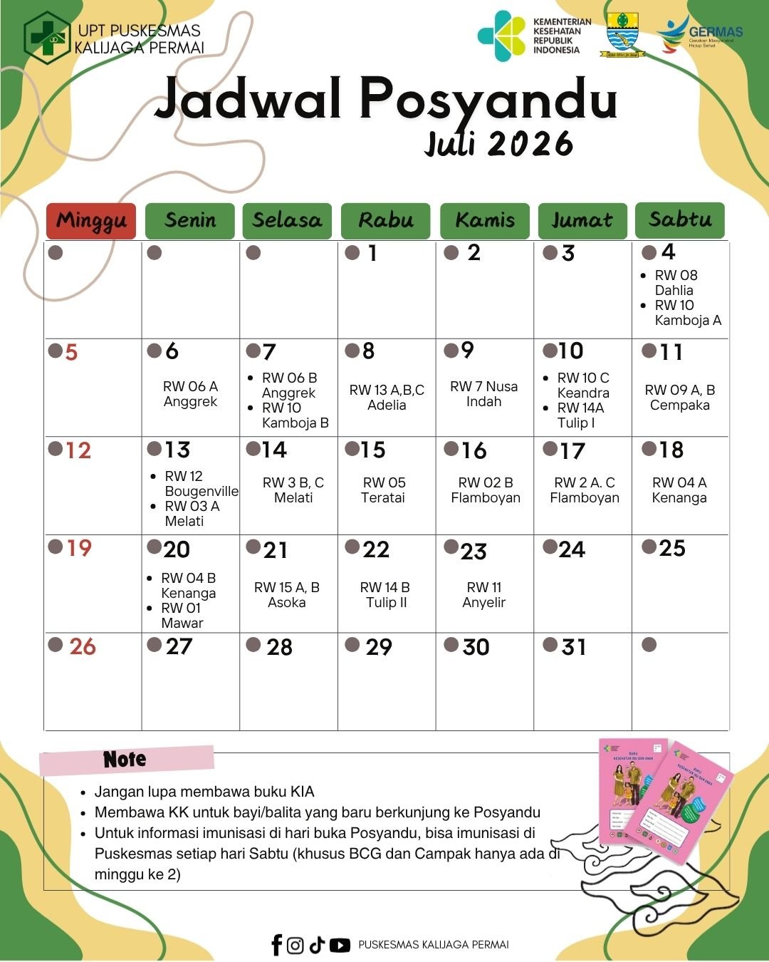 Jadwal Posyandu Siklus Hidup